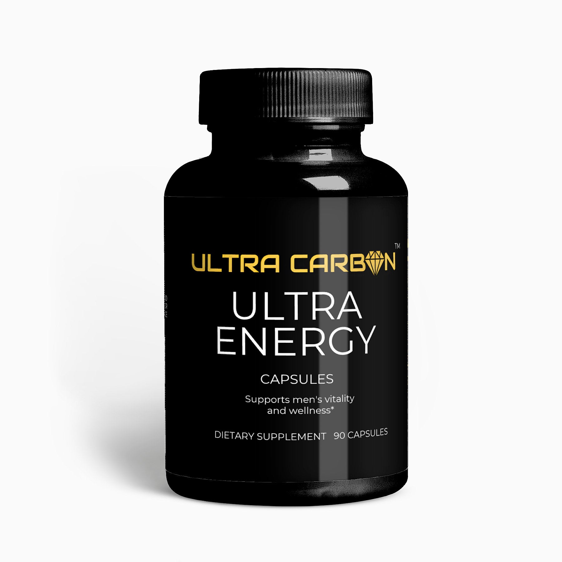 A white bottle of Ultra Carbon's Ultra Ashwagandha dietary supplement with 60 capsules.