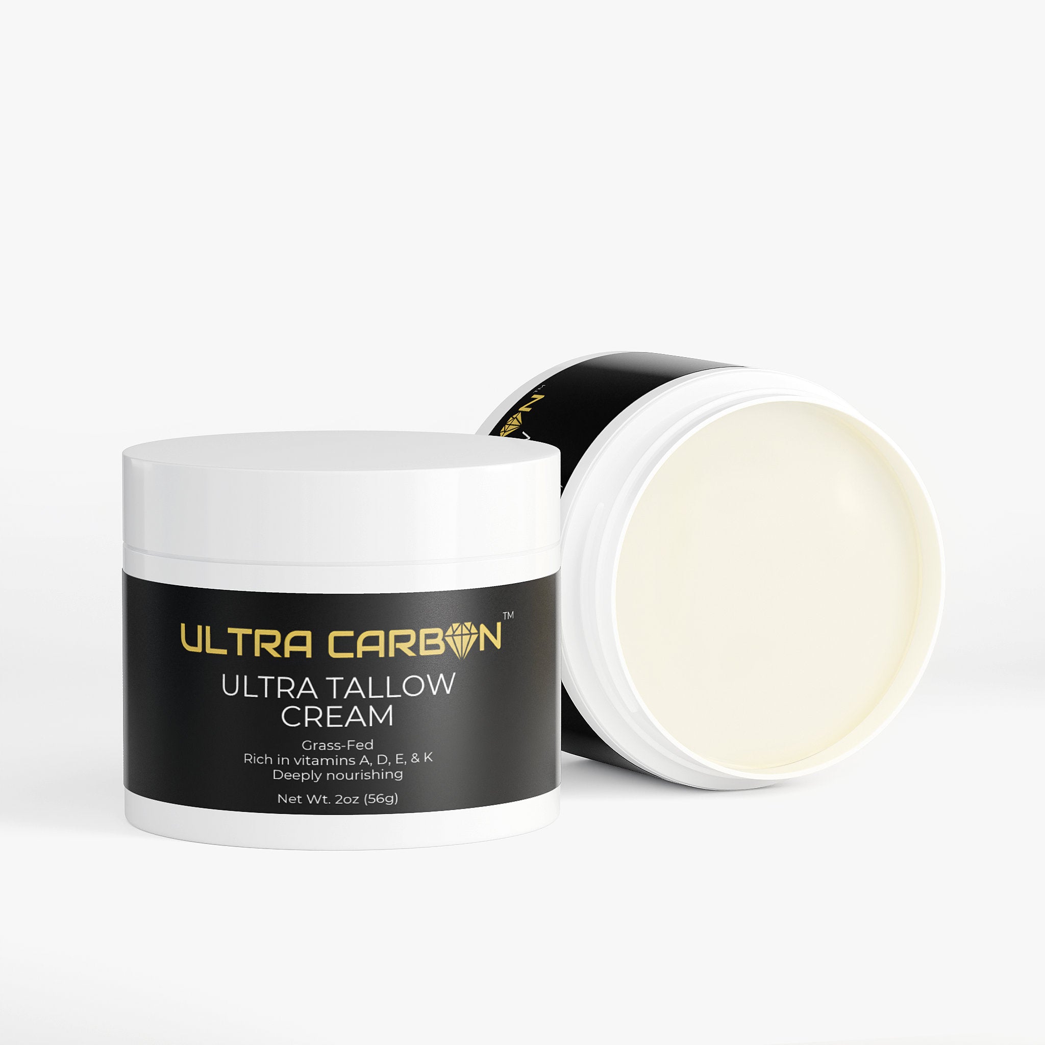 An opened capsule with beige powder spilling out on a white background.