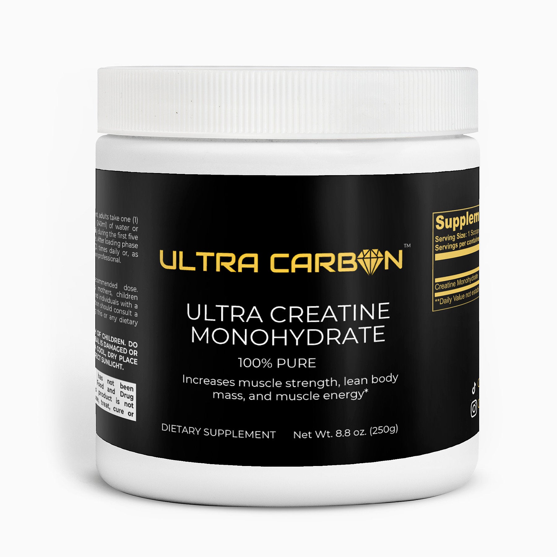 A white bottle of Ultra Carbon's Ultra Ashwagandha dietary supplement with 60 capsules.